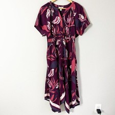 Nine West Plum Floral Midi Dress S
