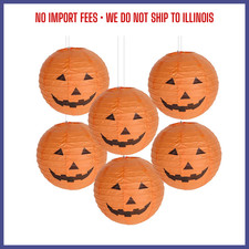 6Pcs Halloween Pumpkin Paper Lanterns Hanging Home Garden Decor Without LED
