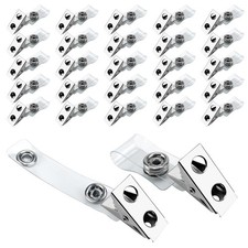 50 Pcs Metal ID Badge Clips With Clear PVC Straps Heavy Duty Name Badge Holders