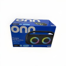 Onn Portable FM Boombox Bluetooth with Multicolour LED Lighting, IPX7 - NEW  