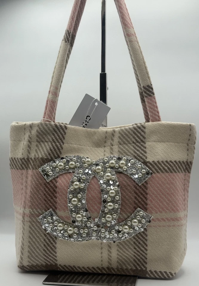 Chanel Tweed Pink Tote Bag With CC Logo, Gift With Purchase VIP Novelty Tote - Image 4 of 4