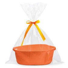 Small Woven Basket Gift Bags Ribbons Rope Storage 12x8x5 Inch Orange