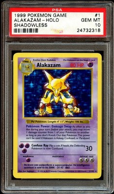 PSA 10 GEM MINT Alakazam 1/102 SHADOWLESS Base Set HOLO RARE