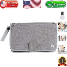 Expandable Grey Diaper Changing Kit with Padded Mat for Parents on the Go