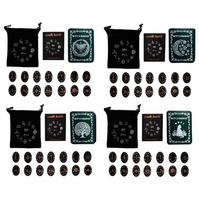 Divinations Game Props Handmade Woodcut Runes Stones Set with Runes Storage Box