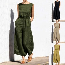 Pagliaccetto donna sciolto tinta unita tutina tuta cotone estate casual