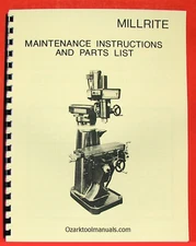 POWERMATIC Millrite Vertical Milling Machine Maintenance & Parts Manual 0878