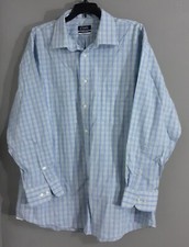 MEN'S CHAPS LONG SLEEVE/BUTTON UP BLUE PLAID DRESS SHIRT.REG.FIT.SZ 17.5-XL