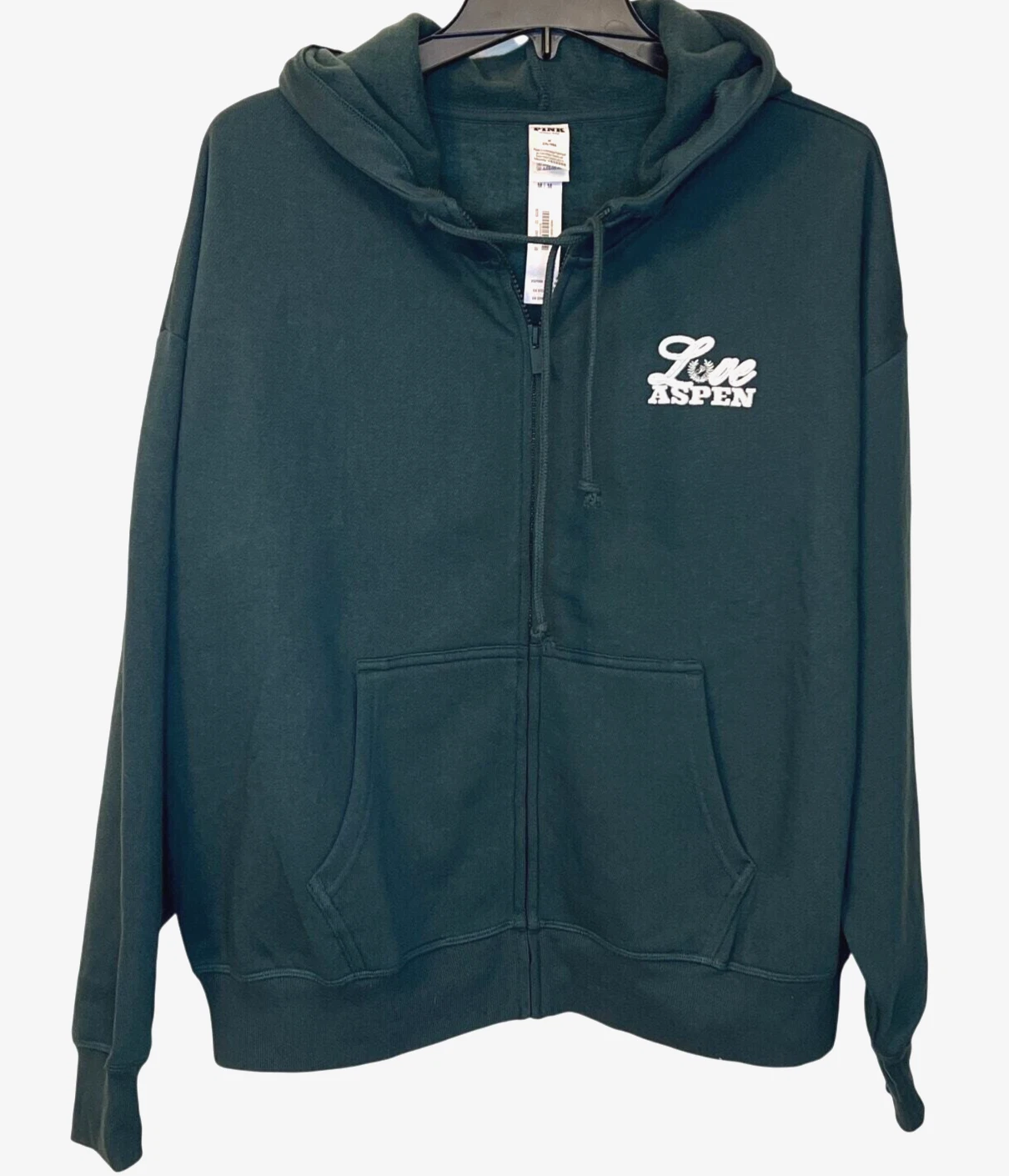 UNDERCOVER Felpa con cappuccio e zip intera Victoria's Secret rosa LOVE ASPEN edera pile campus