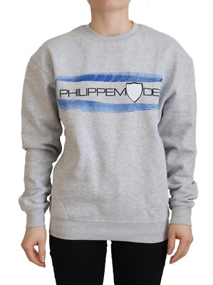 PHILIPPE MODEL Sweater Gray Printed Long Sleeves Pullover IT38/US4/XS RRP 280usd