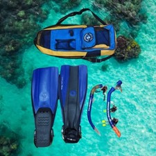 Scuba U.S. Divers First To Dive Flippers 2 Snorkels Plus Bag ADULT ML-XL 9-13 