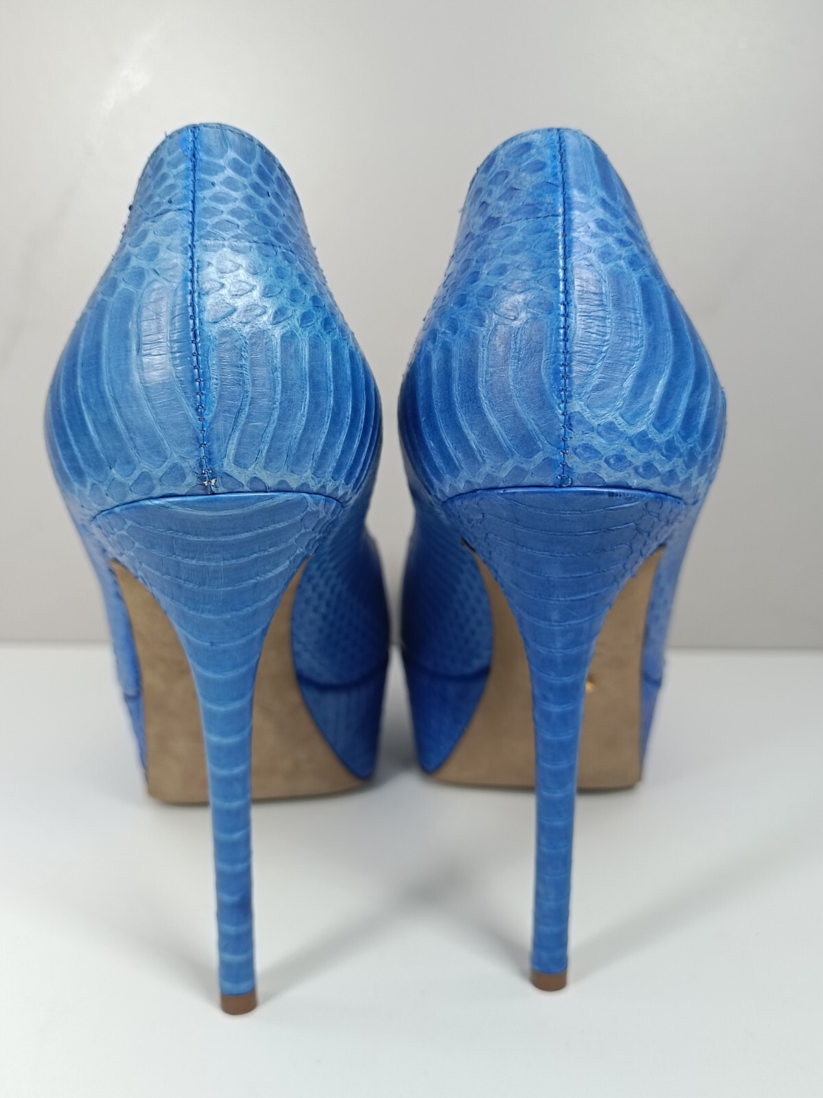 Sergio Rossi Blue Python Round Toe Platform Pumps… - image 13