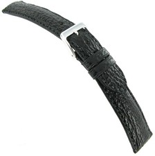 18mm Hirsch Artisanal Genuine Leather Heavy Padded Stitched Black Watch Band