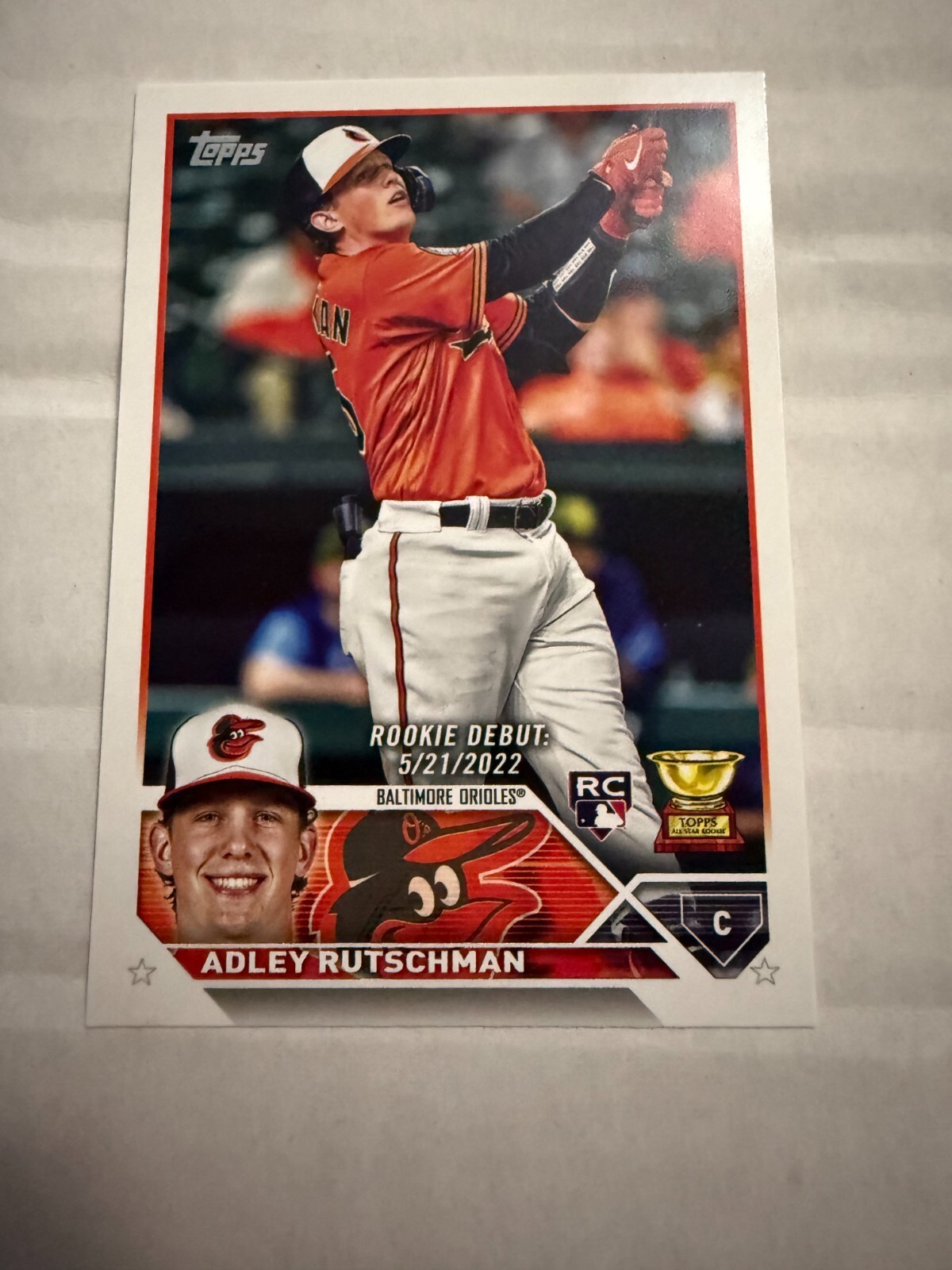 Adley Rutschman RC 2023 Topps Update Rookie Debut #US1 Baltimore Orioles RC ASC
