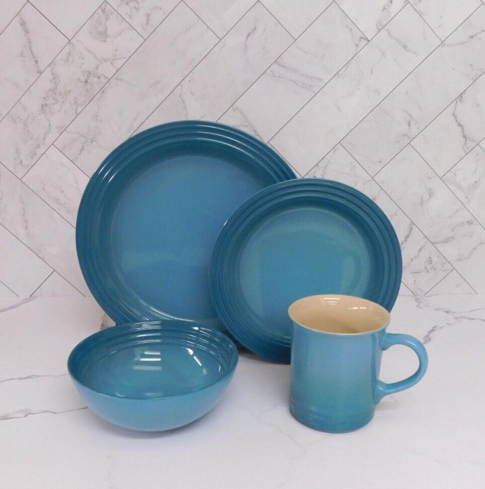Le Creuset Stoneware 16 Piece Dinnerware Set for 4, Caribbean