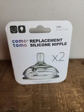 New Como Tomo 2 Silicone Replacement Nipples Slow Flow 1 Hole 0-3 Months No BPA