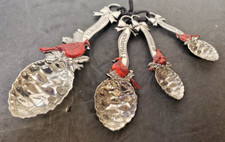 Juego de cuchara medidora Ganz cardenales pájaros 4 piezas metal en relieve