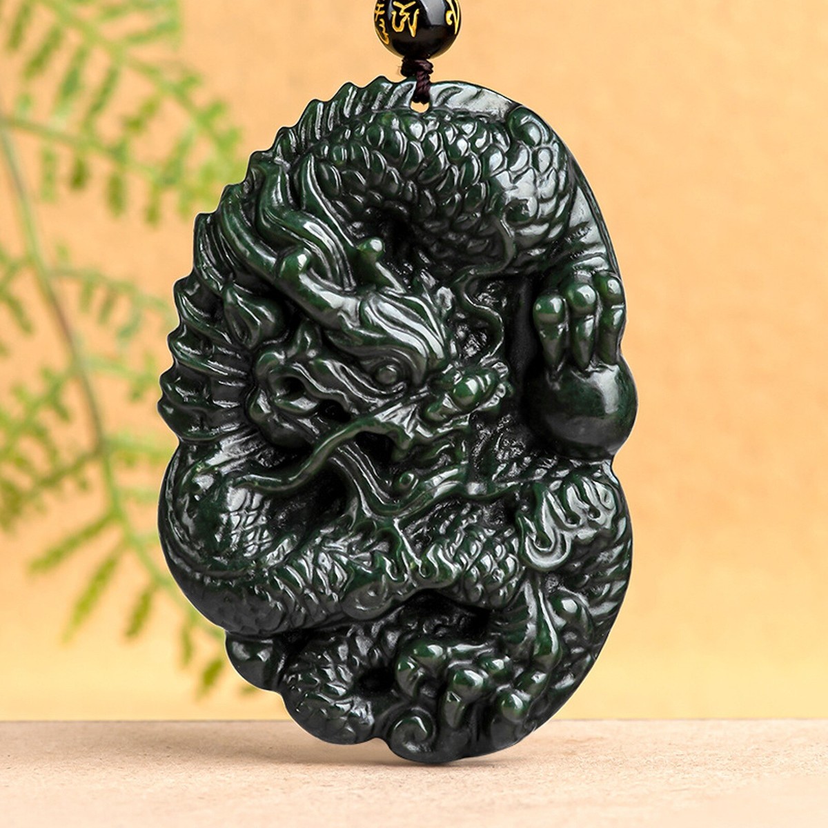 Natural Black Nephrite Jade Men Women Gift Lucky Unique Zodiac