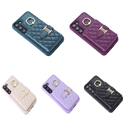 Case for Samsung S22 S23 Ring Luxury Embossing PU Leather Flip Case Phone Case