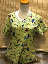 Scrubs Scrub Top Cartoon Dr.Seuss One fish two fish Red fish blue fish Small S