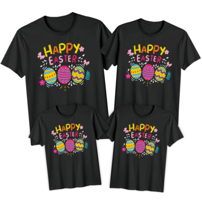 Familie bunte Eier Frohe Ostern T-Shirt Tee süß Festival Urlaub Party #ED