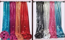 Metallic Spangles Fabric Drapes Swags Tails Curtain Table Chair Overlay Wedding