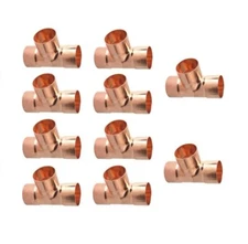EZ-FLUID Plumbing 1/2" C X C Tee Lead Free Solder Sweat Copper Fitting 10 Packs