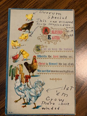 Easter Vintage Post Card with U.S. One Cent  G. Washington Stamp
