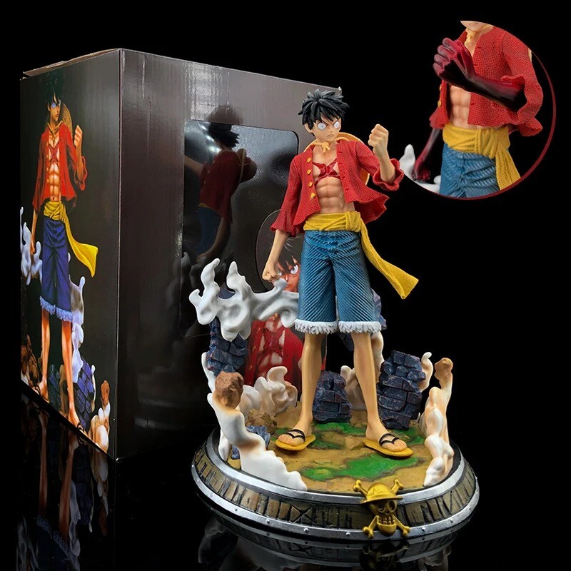 Figurine de collection One Piece Luffy en plastique rigide pour décorer une étagère de mangas