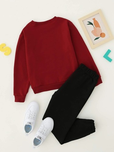 NEW SHEIN Boys Letter Graphic Pullover & Sweatpants Size 9-10Y - Picture 2 of 10