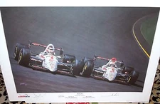 Nigel Mansel Mario Andretti Paul Newman Haas Team Official Litho hand sign 
