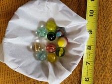 Vintage GLASS MARBLES Qty10, for playing or display, swirling multi-colors