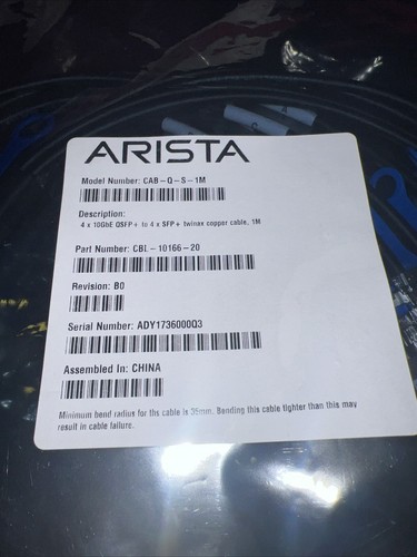 Lot 6)Arista OEM CAB-Q-S-1M 1m QSFP+ to 4 x SFP+ DAC CBL-10166-20 Breakout Cable - Picture 2 of 2