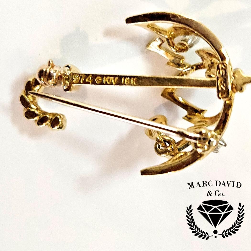 Kurt Wayne 1974 Vintage Umbrella Diamond 18k Broo… - image 4