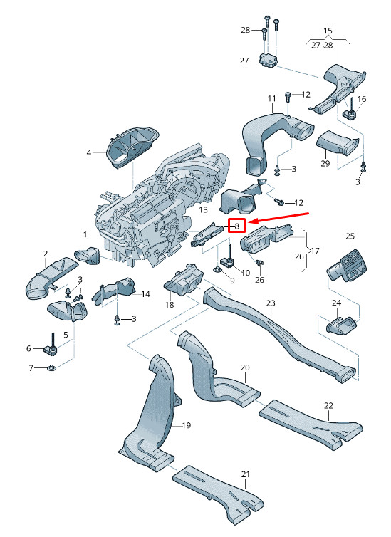 Conduit d'admission d'air central arrière pour Audi A4 Avant B9 8W2819723