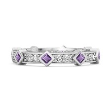 2 MM Princess Cut Natural Amethyst 925 Sterling Silver Eternity Women Ring