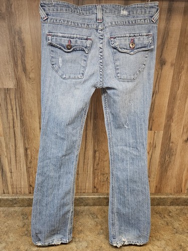 Vintage Y2k Lei Premium Low Rise Flare Jeans Size 5 Distressed 32" Inseam - Picture 2 of 15