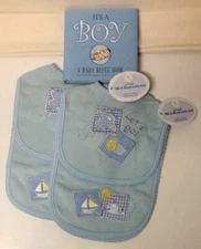 2 Cudlie SETS, Overlap Closure BIB & BURPCLOTH Terry w/Embroidery & 1 NEW Book  