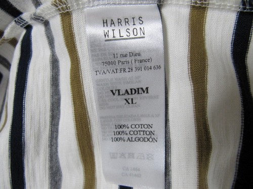 T-shirt uomo MRSP $185 nuova Harris Wilson Vladim panna righe cotone XL taglia - Foto 11 di 11