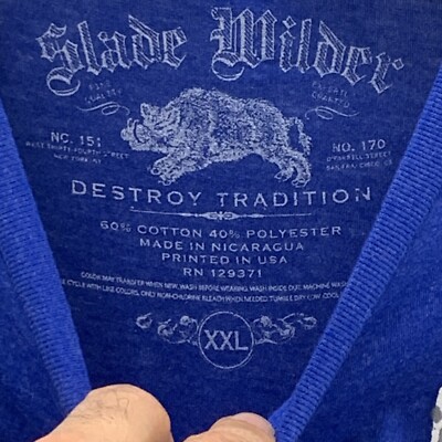 Slade Wilder Men Size 2XL Blue Graphic Cotton Short Sleeve Crew