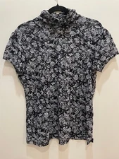 Max Micro Mesh Sheer High Neck Top Women SZ 14 Going Out Retro Fairy Grunge