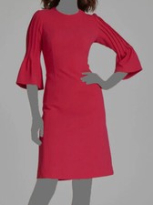 595 Teri Jon by Rickie Freeman Women's Pink Pleated Sleeve Sheath Dress Size 6
