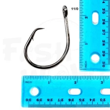 10-200pcs Fish WOW!® 11/0 Fishing 4x strong offset circle hooks Black Nickel lot