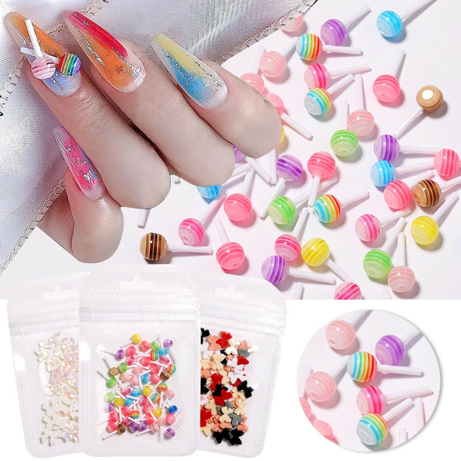 Small Gummy Bear Nail Art Decals Supplies Short Natural Nails