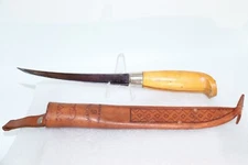 Vintage Rapala J. Marttinni  6 1/8" Fillet Puuko Knife with Sheath Finland