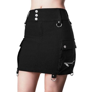 KILLSTAR Gothic Mini-Rock Schwarz mit großen Taschen Commodore Cargo Skirt Army