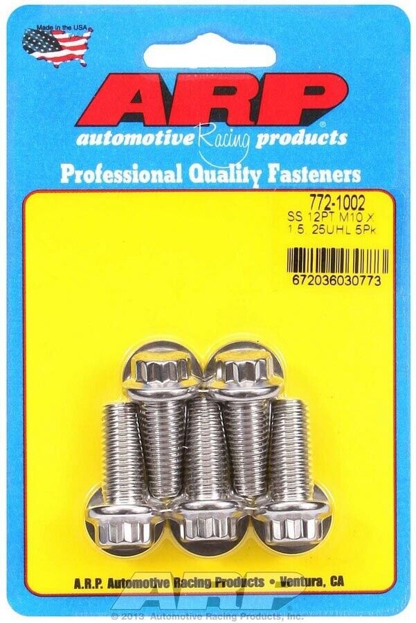 ARP S/S Bolt Kit - 12pt (5) 10mm x 1.5 x 25mm ARP S/S Bolt Kit - 12pt (5) 10mm x 1.5 x 25mm