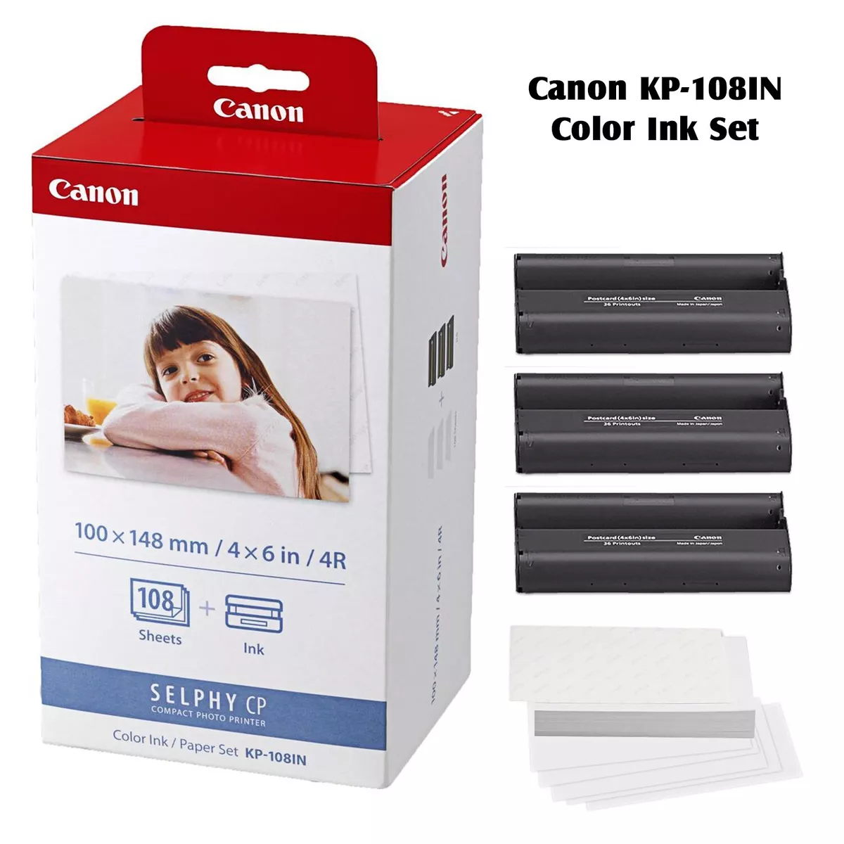 Canon Selphy CP1500 CP1300 CP1200 4x6 108 feuilles jeu de papier encre  couleur K