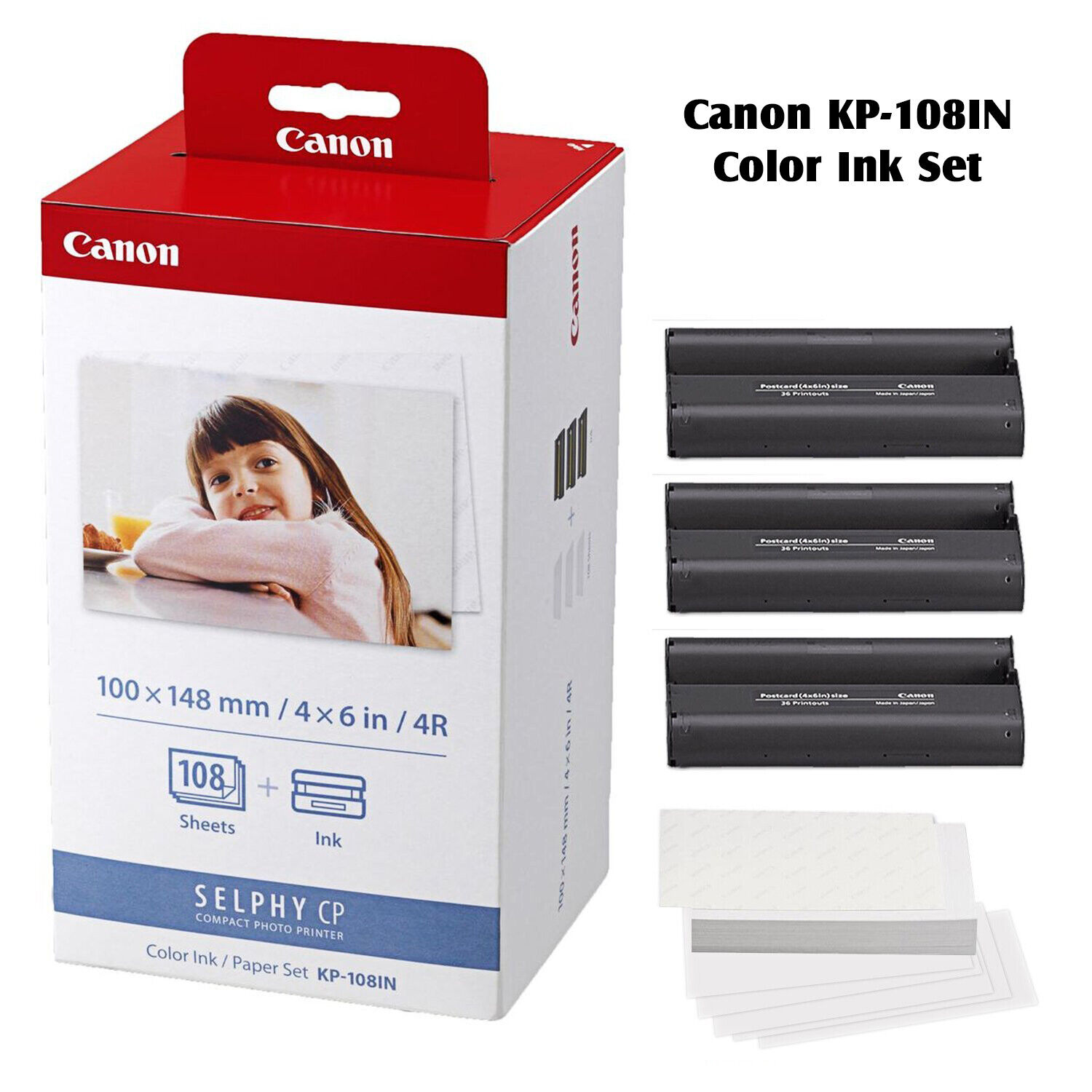 Kp108in kp36in compatible canon selphy cartouche d'encre papier photo pour  imprimante photo canon cp1200 cp1300 cp1500 cp1000 cp910 papier