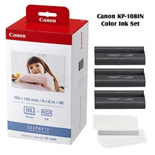 Canon Selphy CP1500 CP1300 CP1200 4x6 108 sheets Color Ink Paper Set KP-108IN